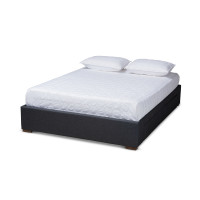 Baxton Studio CF9045-Dark Grey-King Leni Modern and Contemporary Dark Grey Fabric Upholstered 4-Drawer King Size Platform Storage Bed Frame
